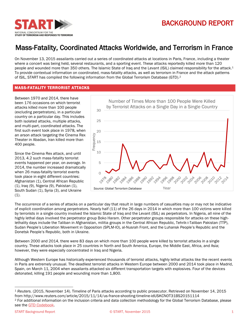 Mass-Fatality, Coordinated Attacks Worldwide, and Terrorism in France
