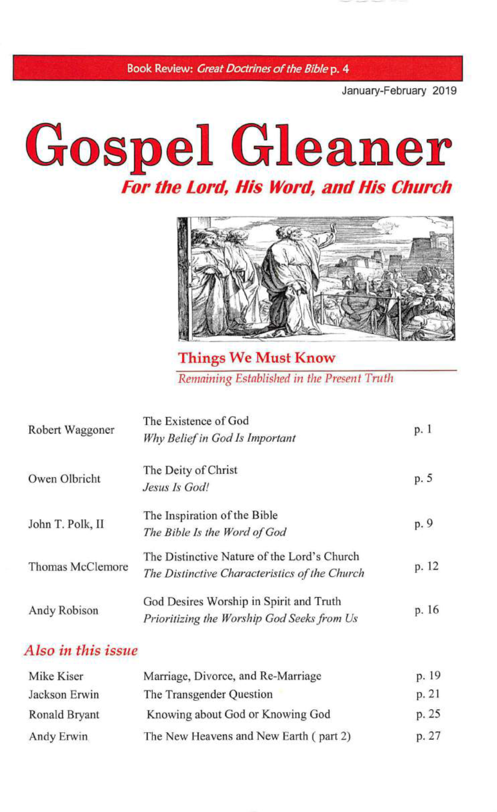Gospel Gleaner for the Lord, His Word, and His Church