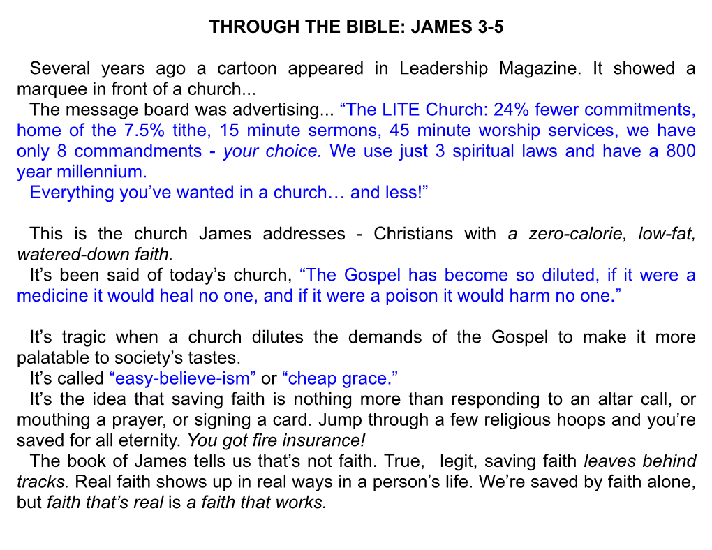 Through the Bible: James 3-5