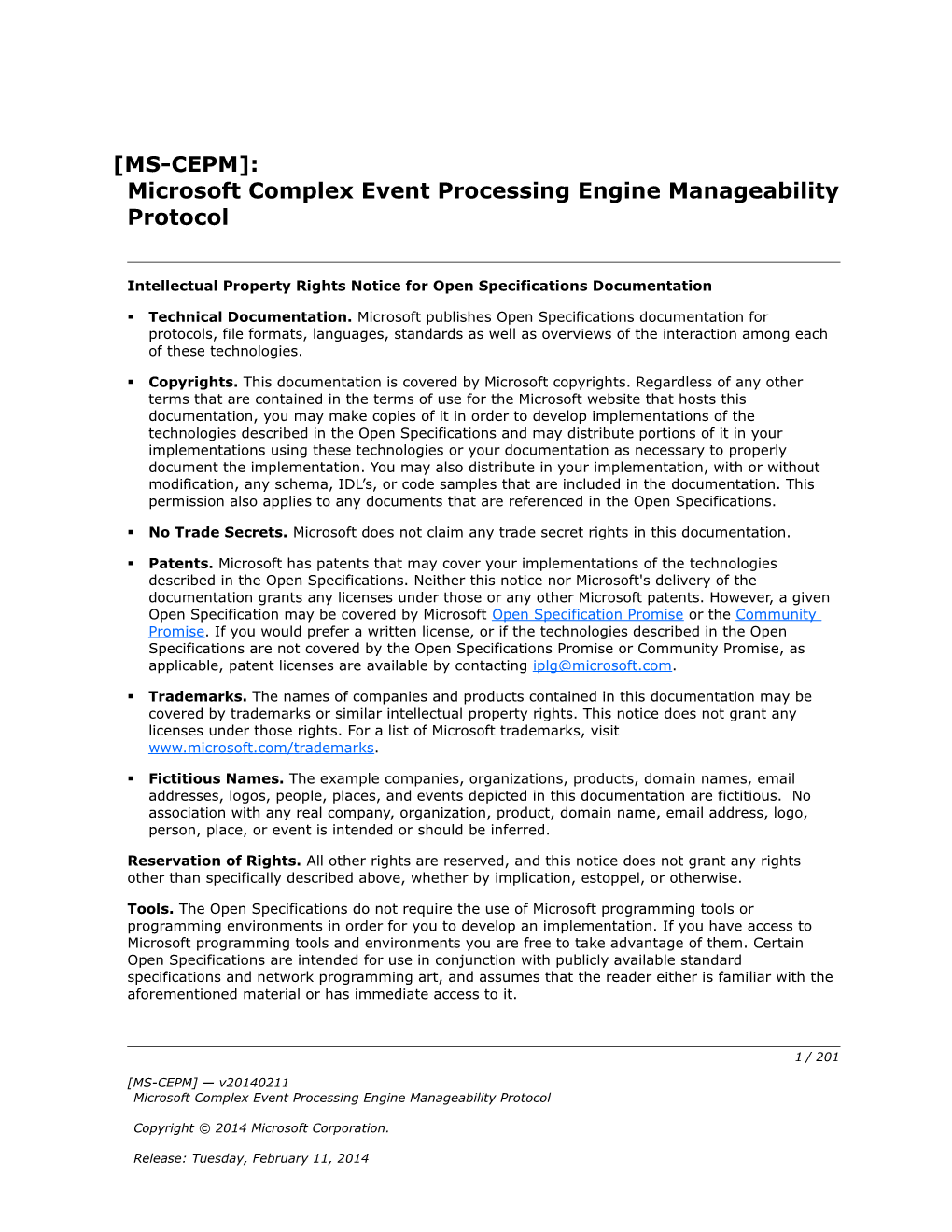 Intellectual Property Rights Notice for Open Specifications Documentation s10