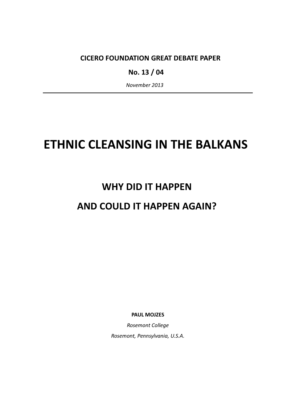 Ethnic Cleansing in the Balkans