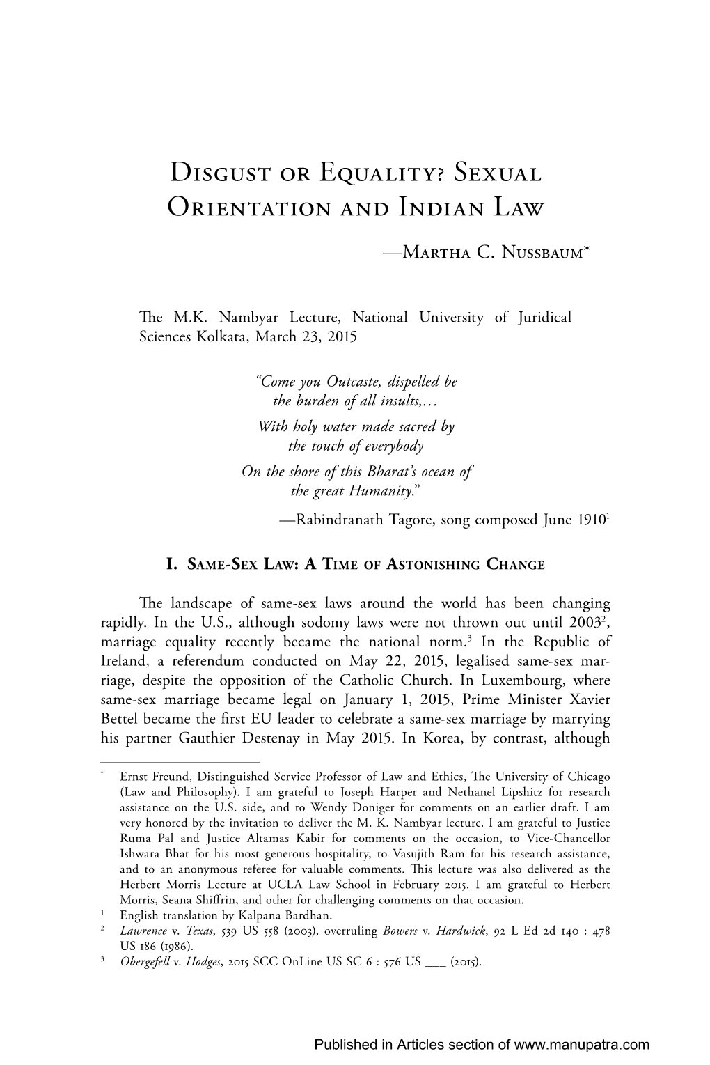 Disgust Or Equality? Sexual Orientation and Indian Law