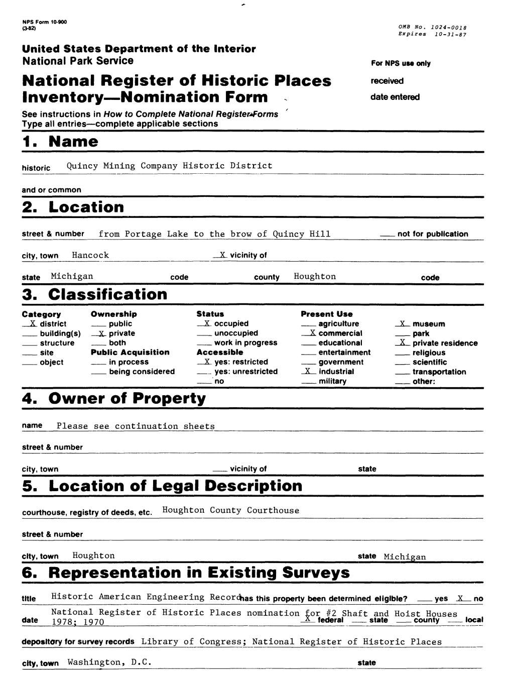 National Register of Historic Places Inventory Nomination Form 1