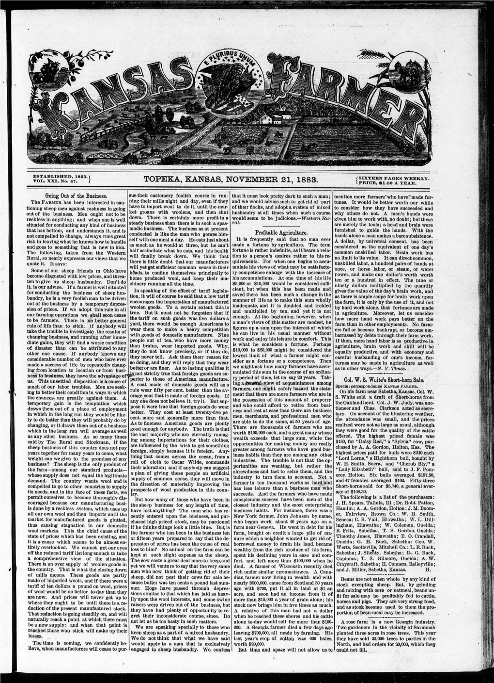 Topeka, ,Kansas, Nove:Mber 21, 1883