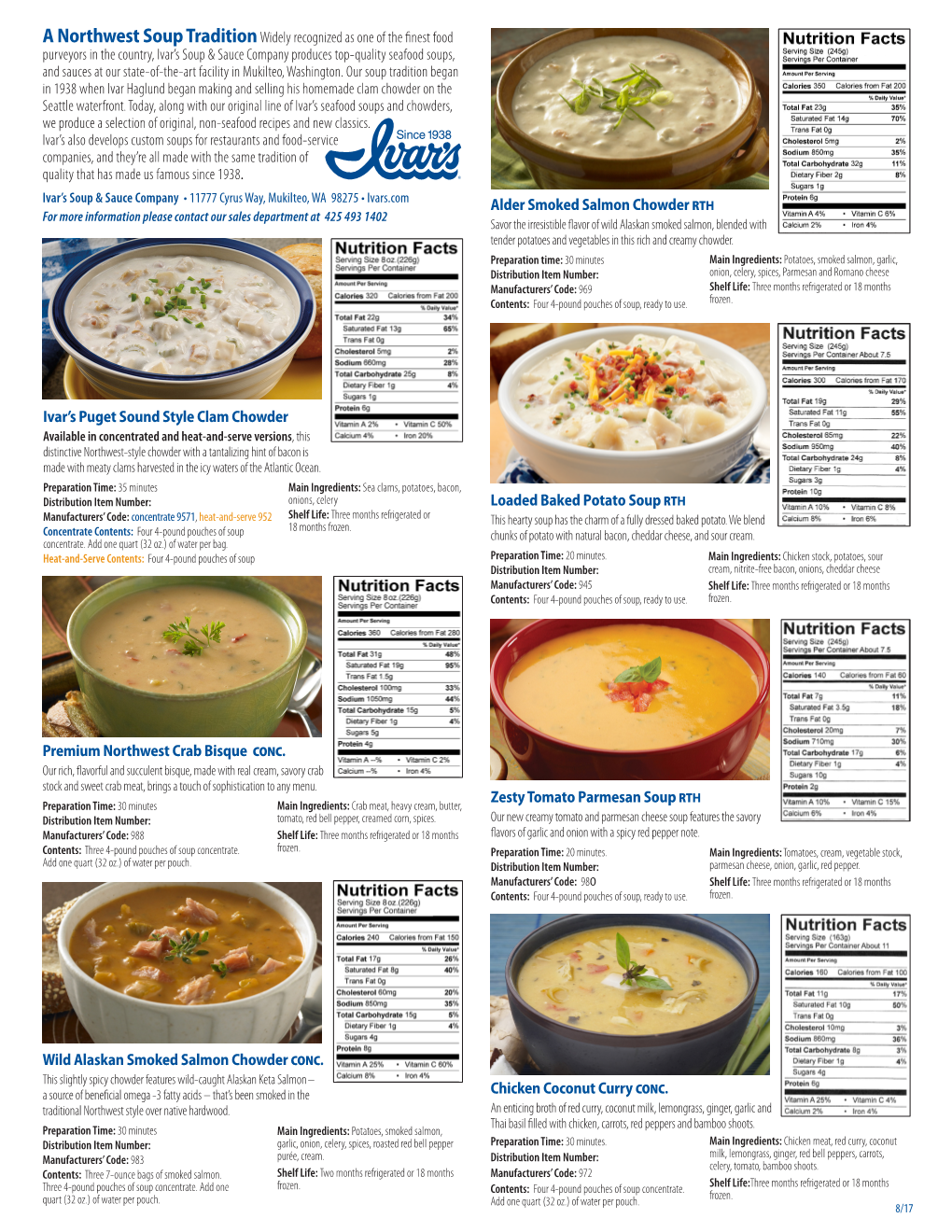 Download Ivar's Chowders Nutritional Information