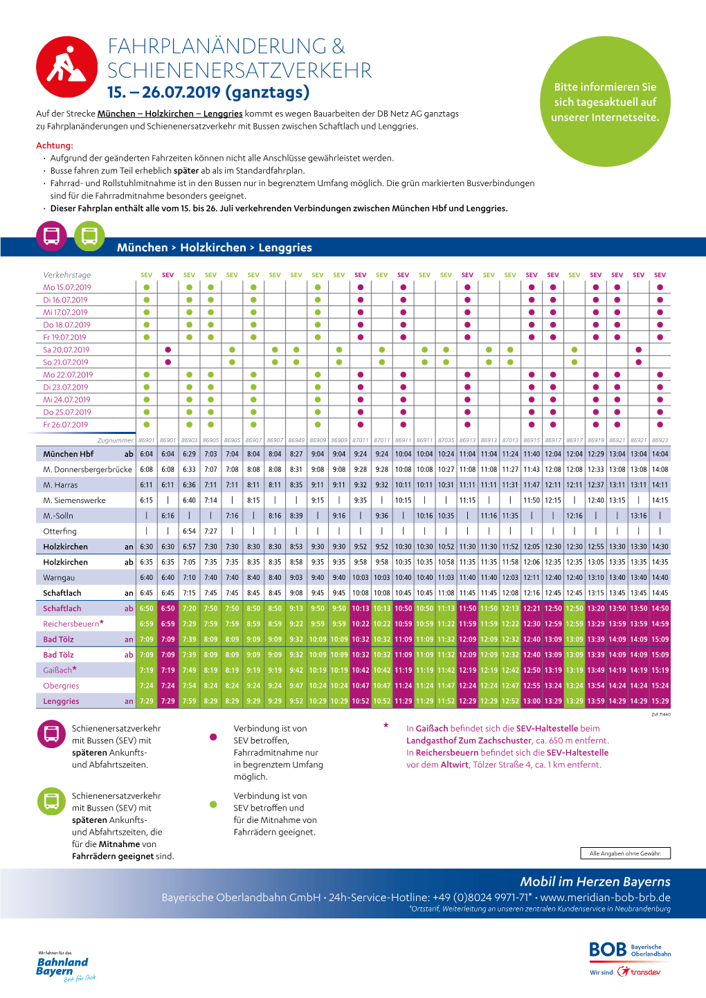 Fahrplanänderung & Schienenersatzverkehr