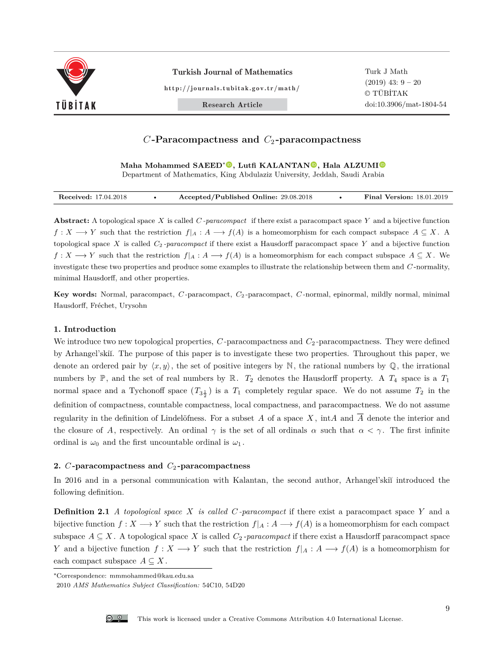 Paracompactness and C2 -Paracompactness