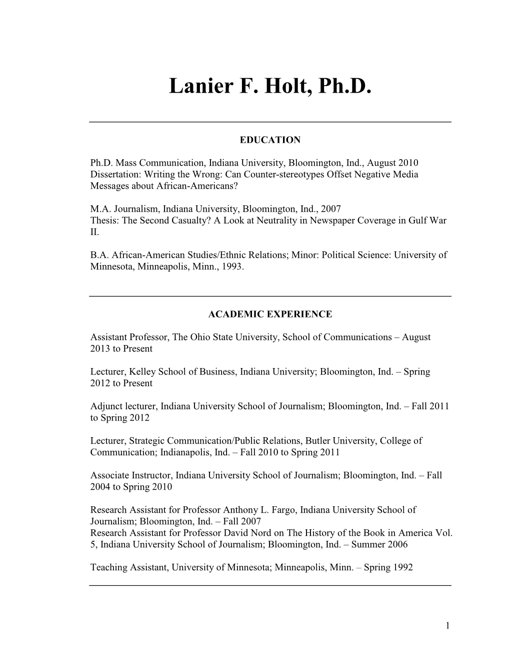 Lanier F. Holt, Ph.D