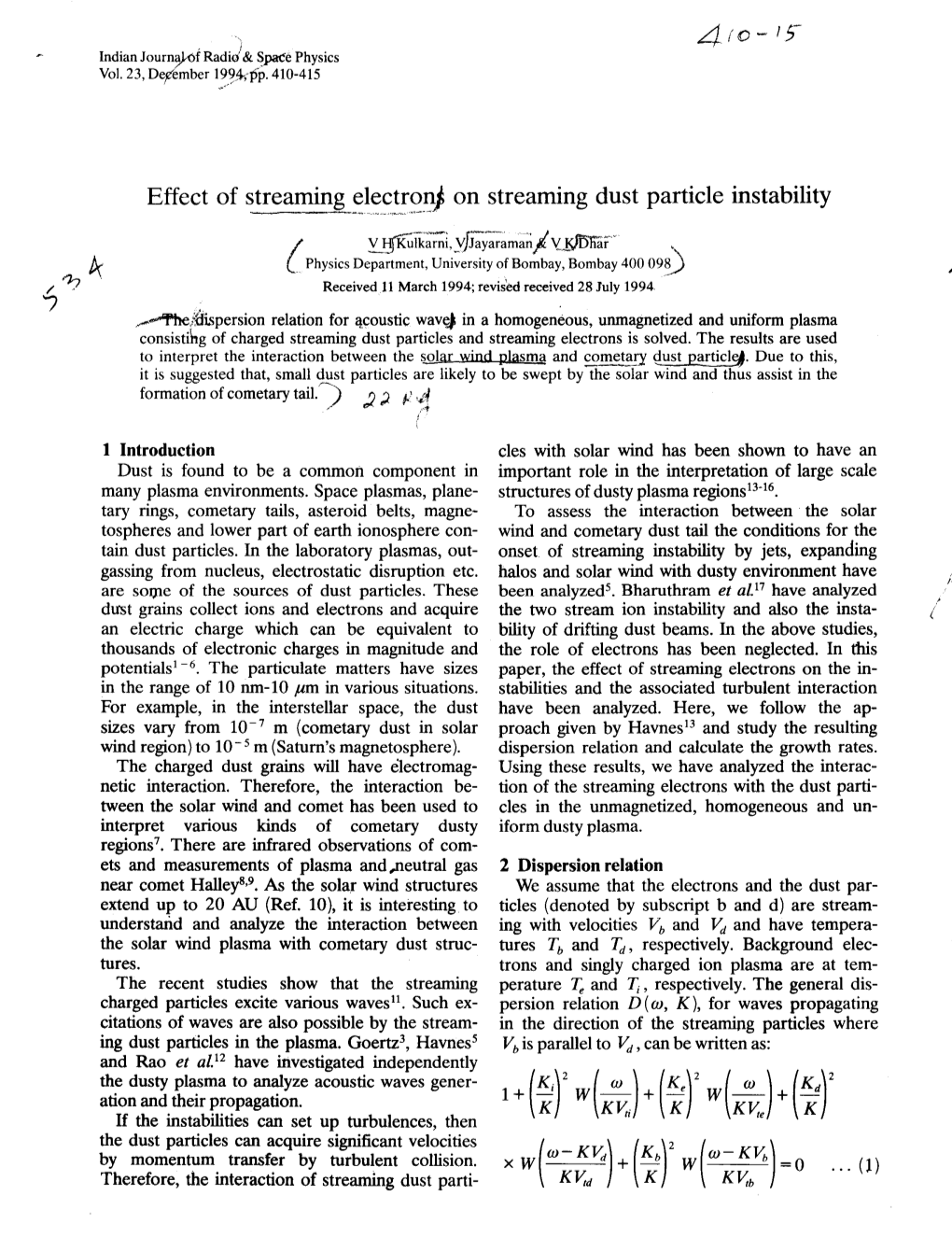 L~,~!E?-~}On Streaming Dust Particle Instability