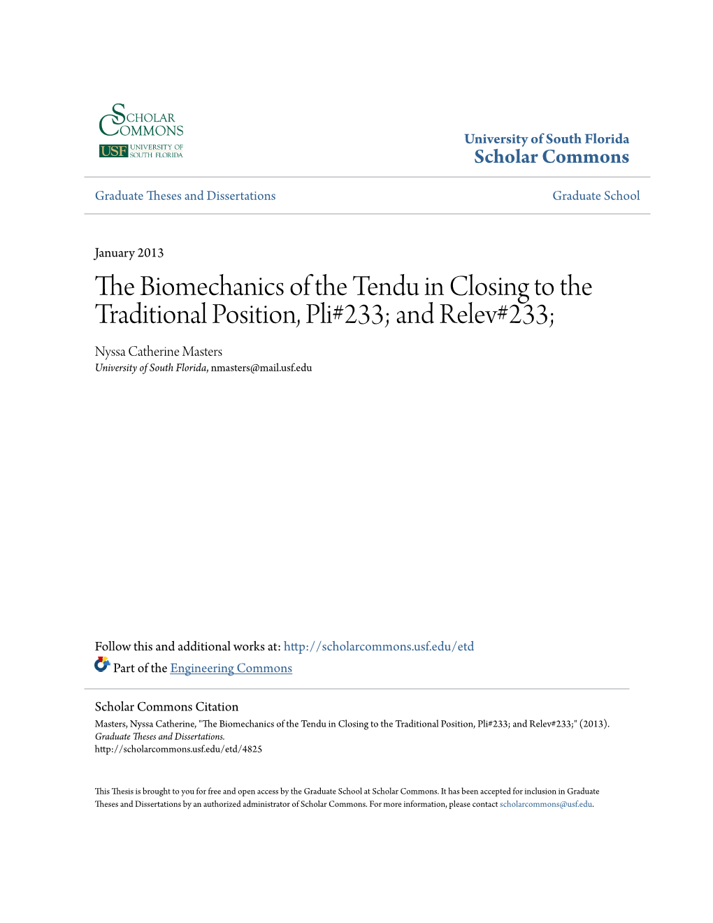 The Biomechanics of the Tendu in Closing to the Traditional Position, Pli#233