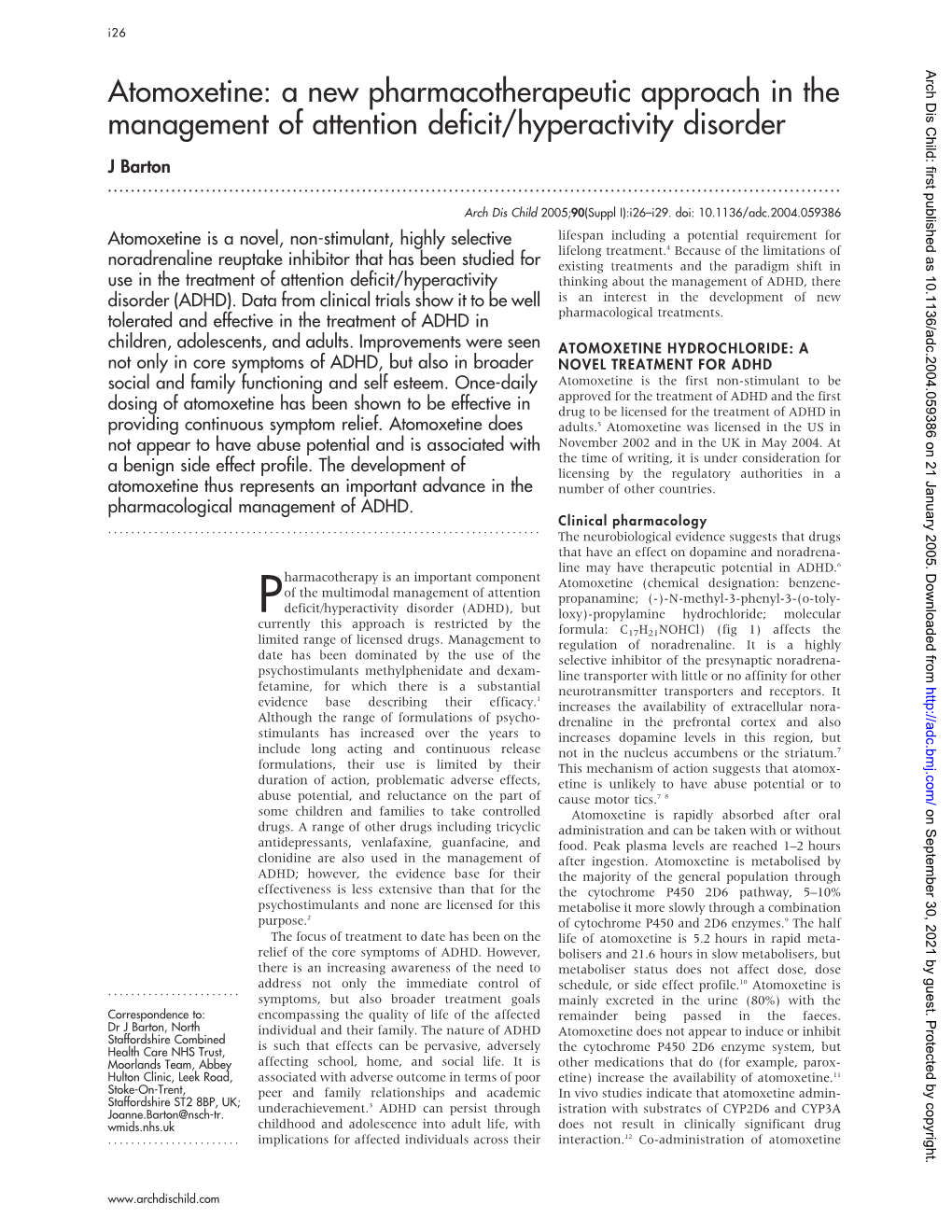 Atomoxetine: a New Pharmacotherapeutic Approach in the Management of Attention Deficit/Hyperactivity Disorder