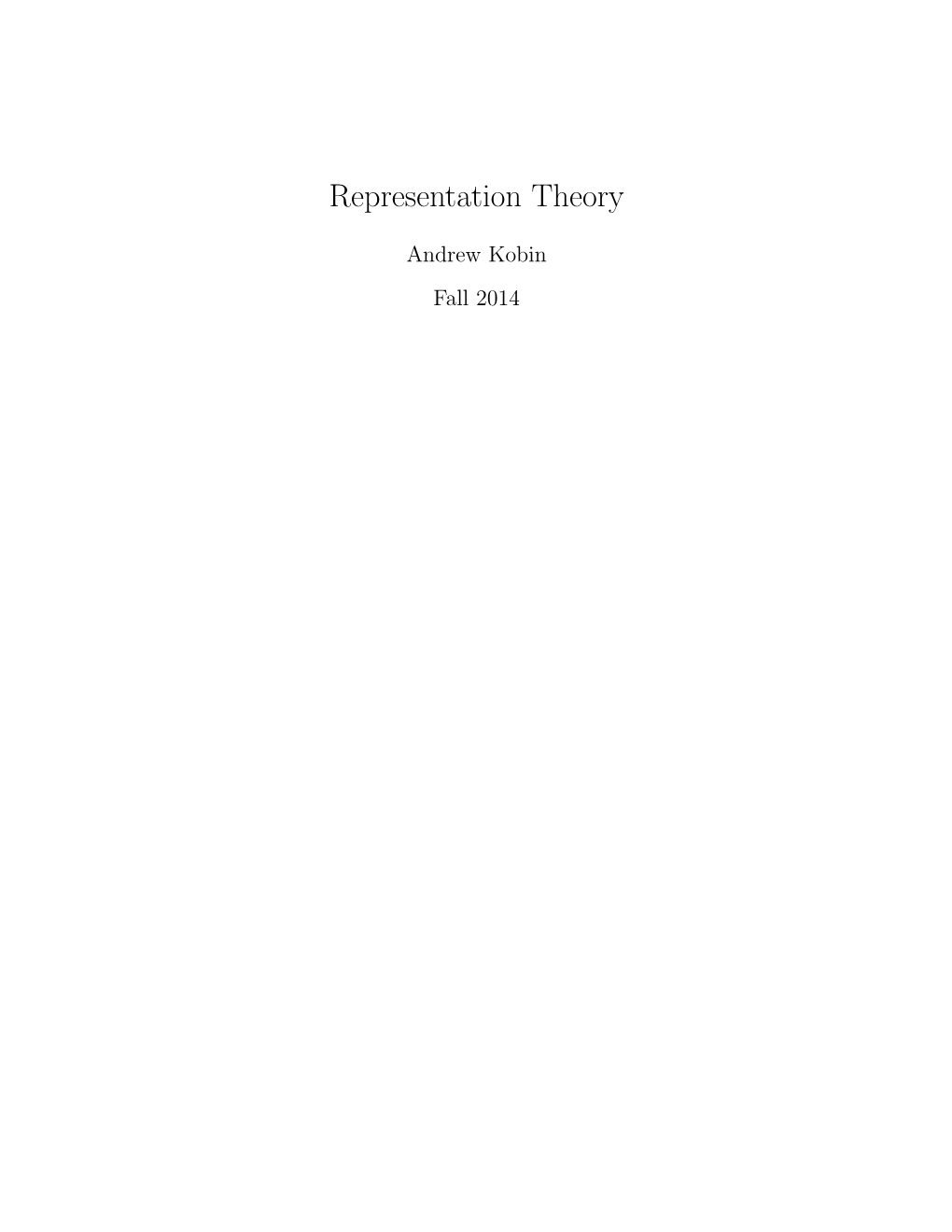 Representation Theory