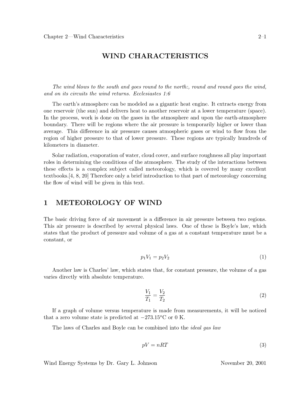 Wind Characteristics 1 Meteorology of Wind