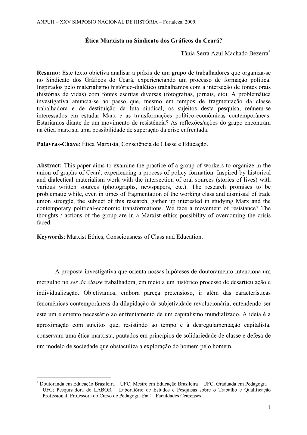 Ética Marxista No Sindicato Dos Gráficos Do Ceará?