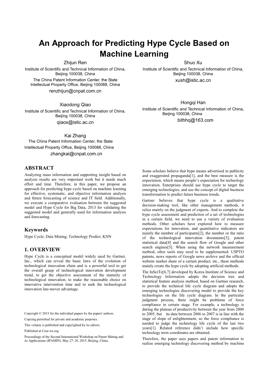 An Approach for Predicting Hype Cycle Based on Machine Learning