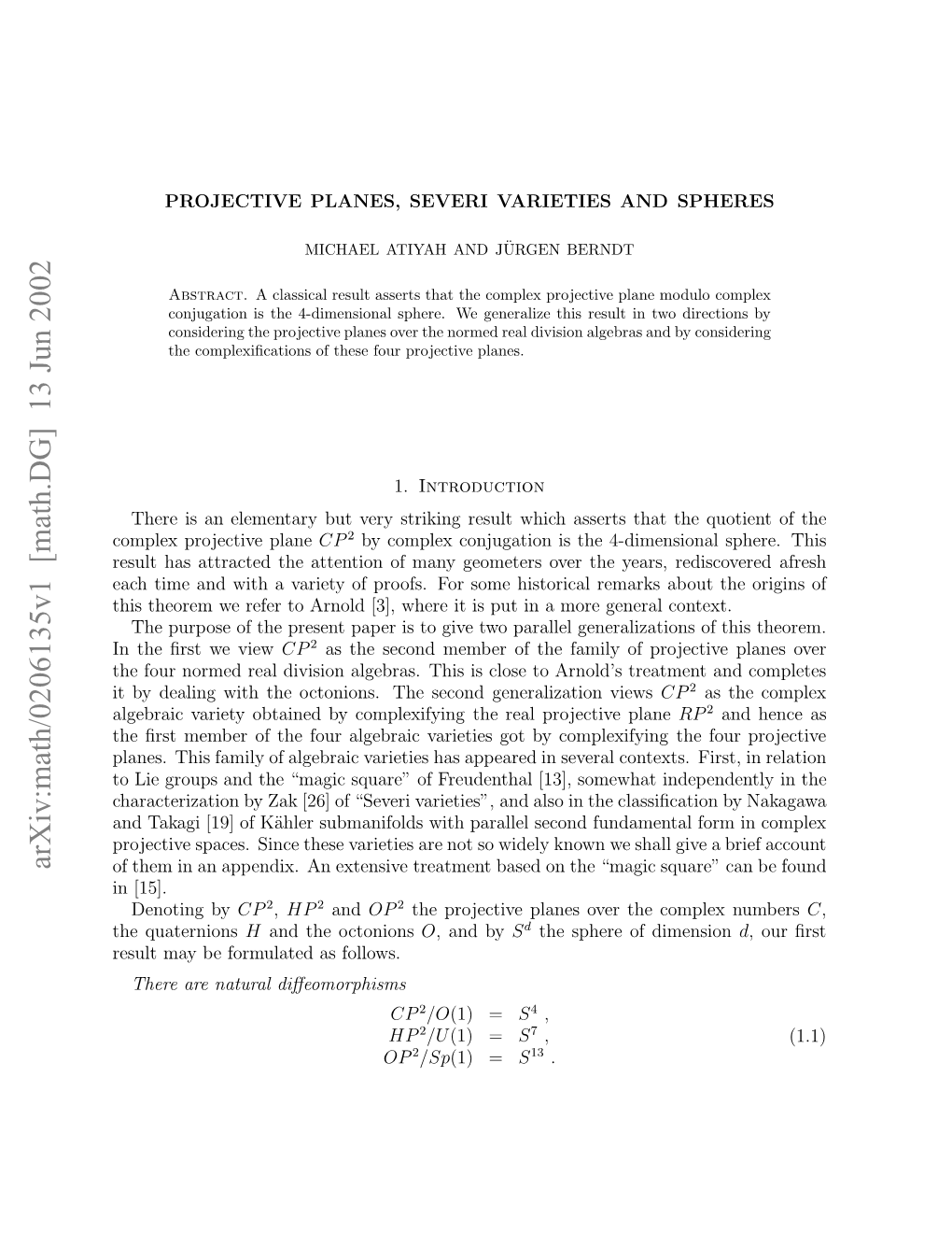 Arxiv:Math/0206135V1