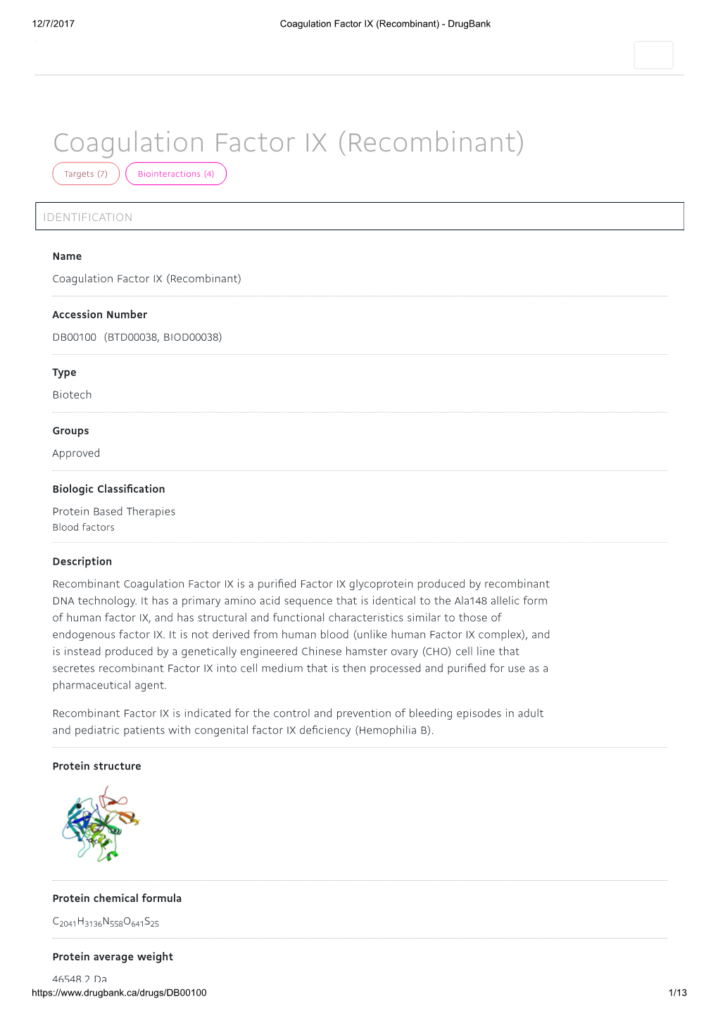 Coagulation Factor IX (Recombinant) - Drugbank