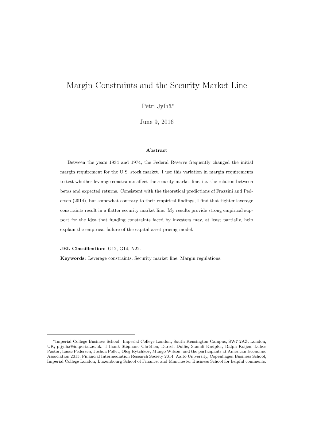 11.50 Margin Constraints and the Security Market Line