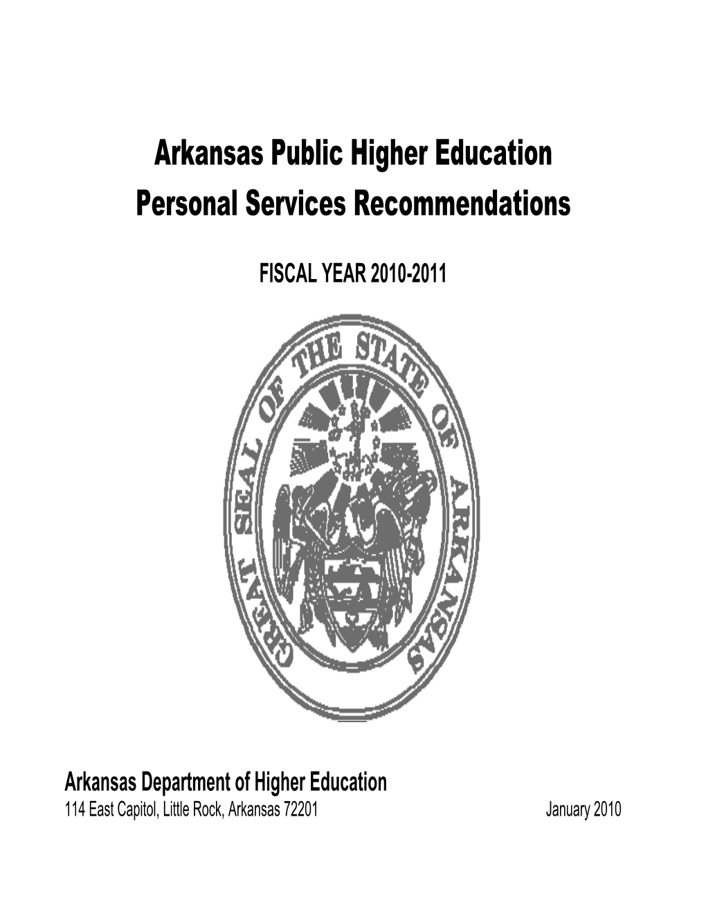 Arkansas Public Higher Education Personal Services Recommendations