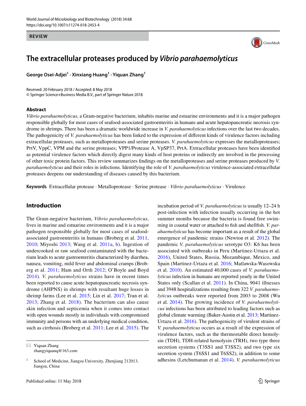 The Extracellular Proteases Produced by Vibrio Parahaemolyticus