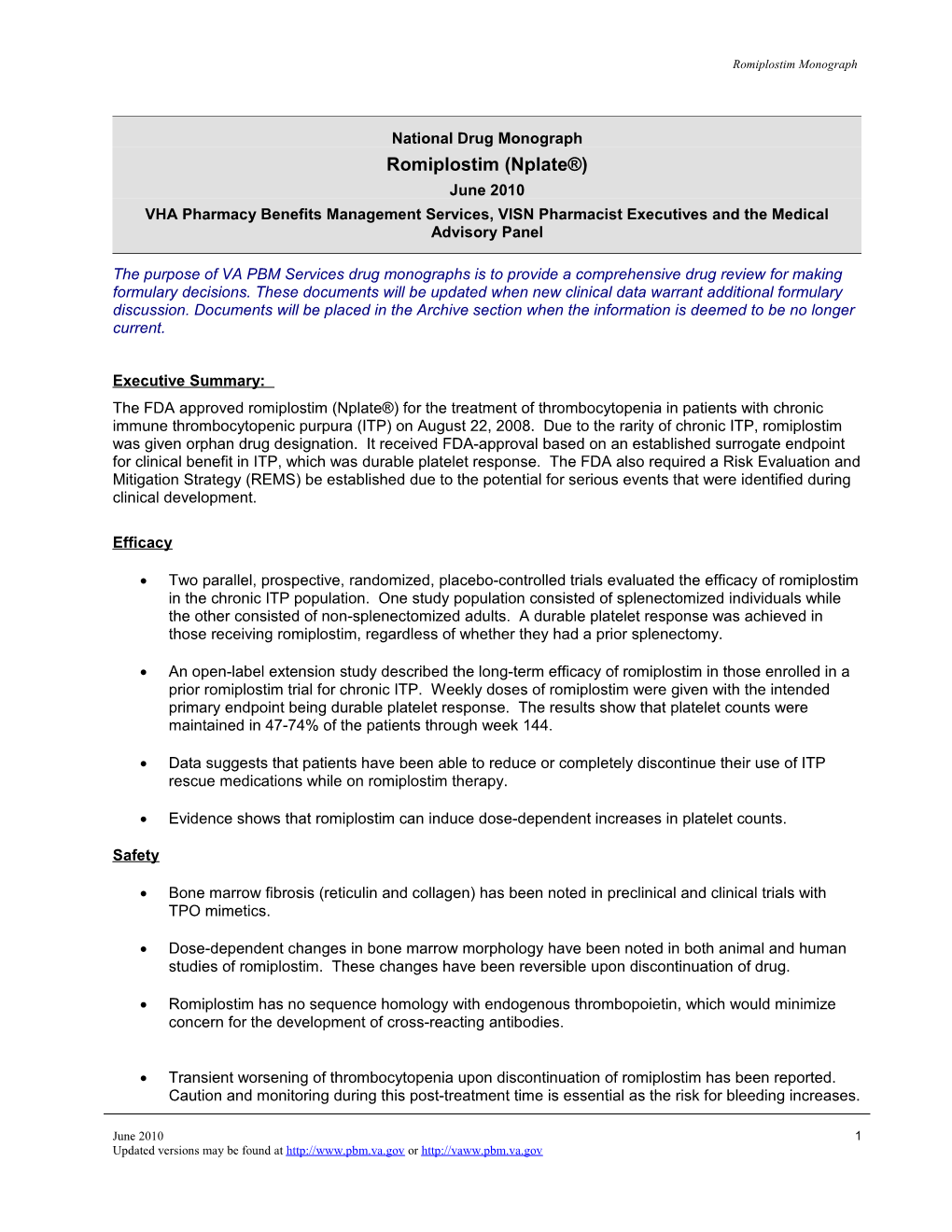 National PBM Monograph Template Rev20091005 s1