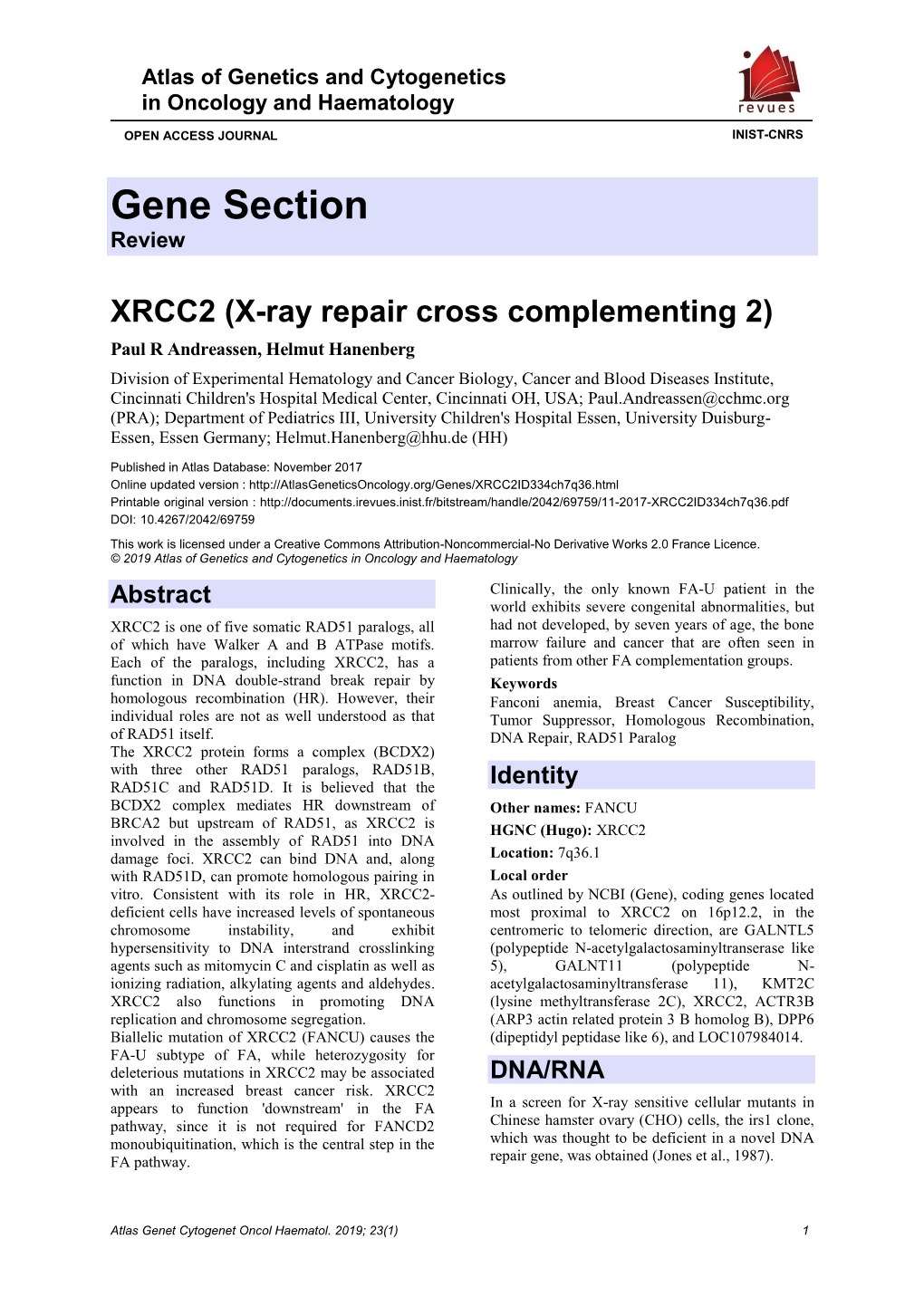 Gene Section Review