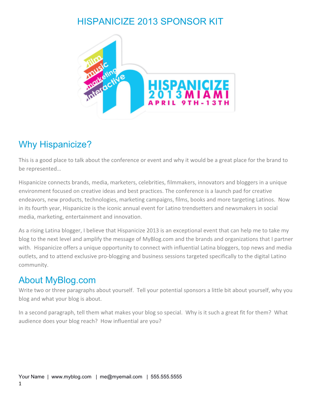 Hispanicize 2013 Sponsor Kit