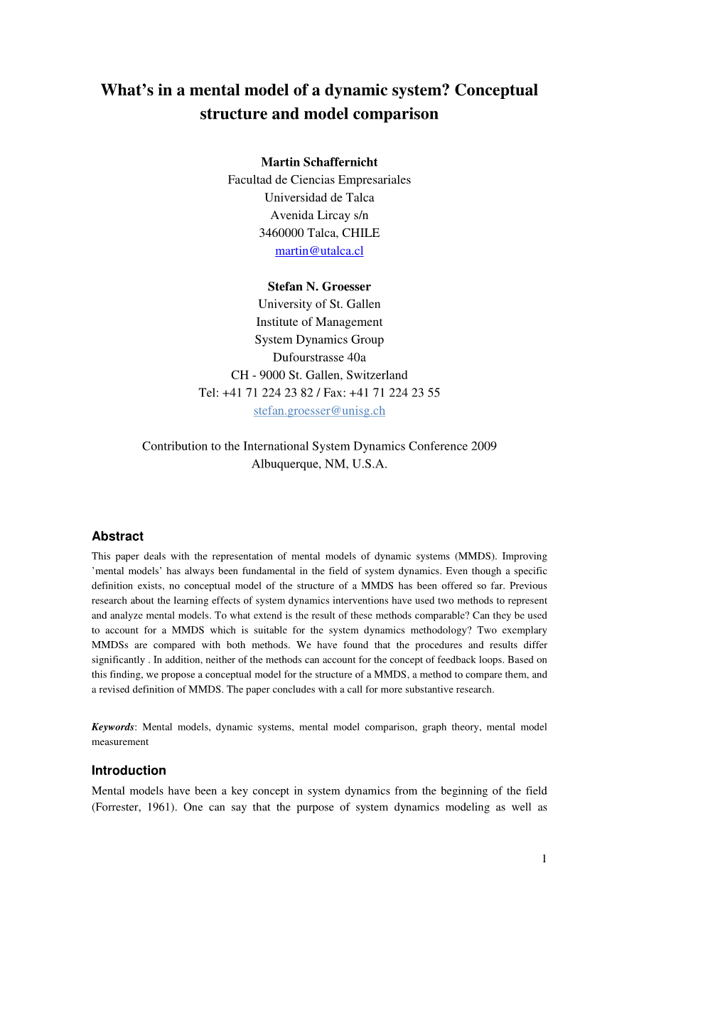 What's in a Mental Model of a Dynamic System? Conceptual Structure and Model Comparison