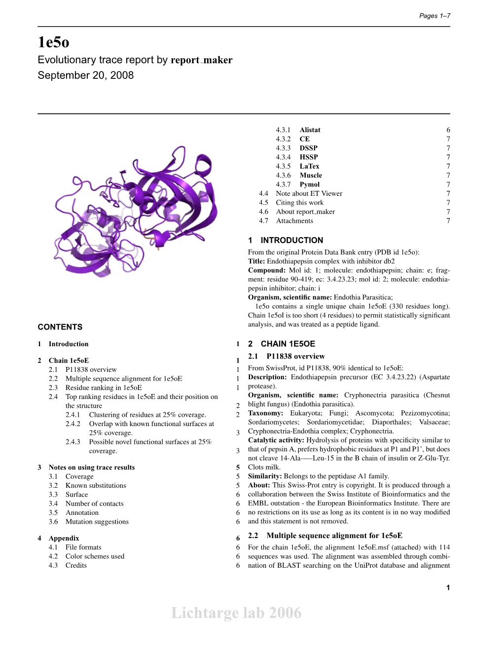 1E5o Lichtarge Lab 2006