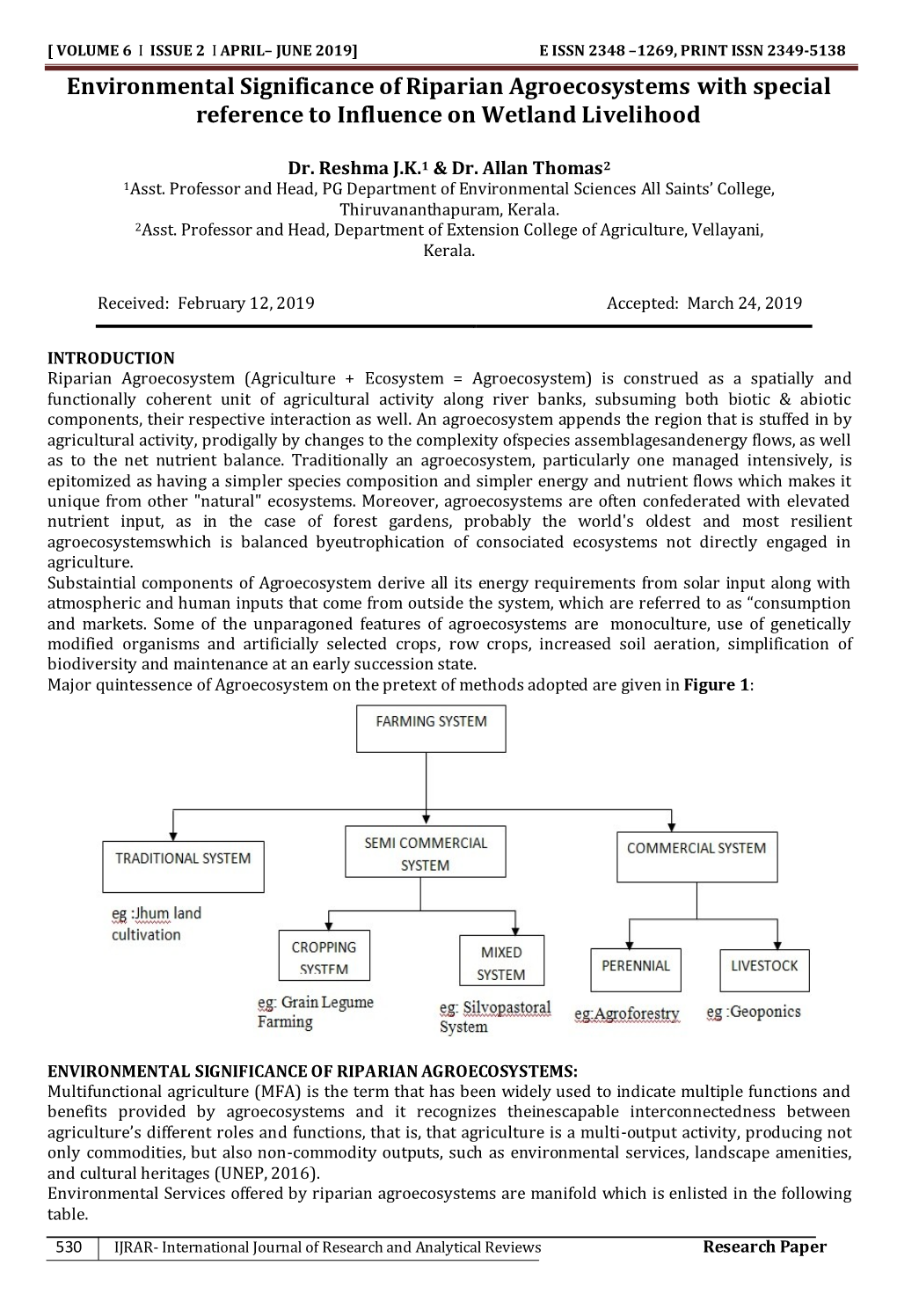 Environmental Significance of Riparian Agroecosystems with Special Reference to Influence on Wetland Livelihood