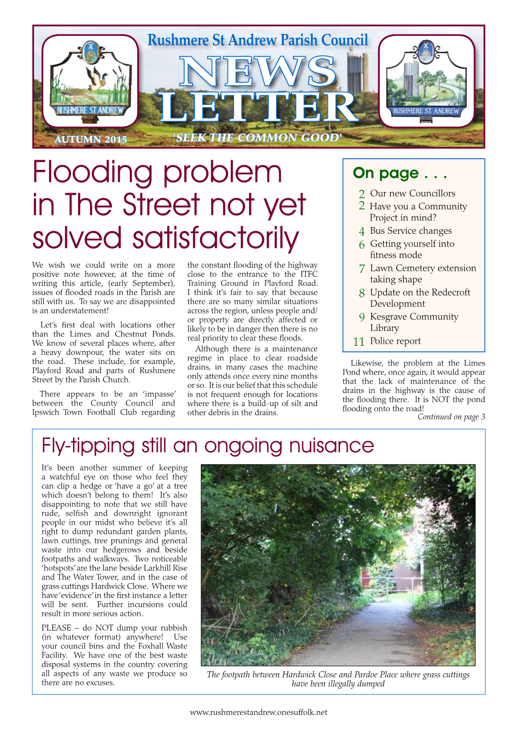 NEWS Letter Autumn 2015 'SEEK the COMMON GOOD' Flooding Problem on Page