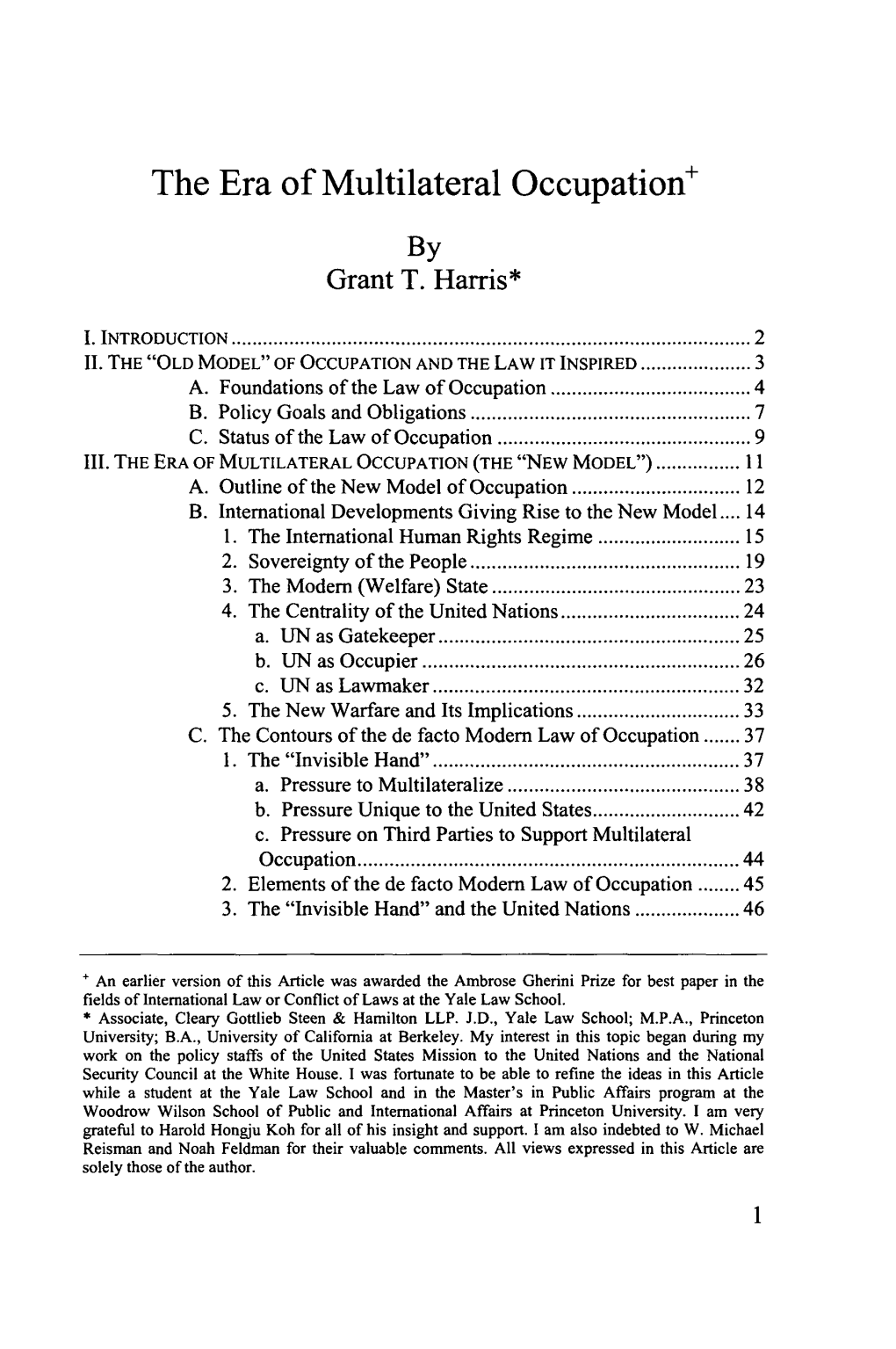 The Era of Multilateral Occupation +