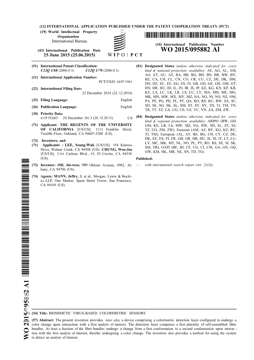 WO 2015/095882 Al 25 June 2015 (25.06.2015) W P O P C T