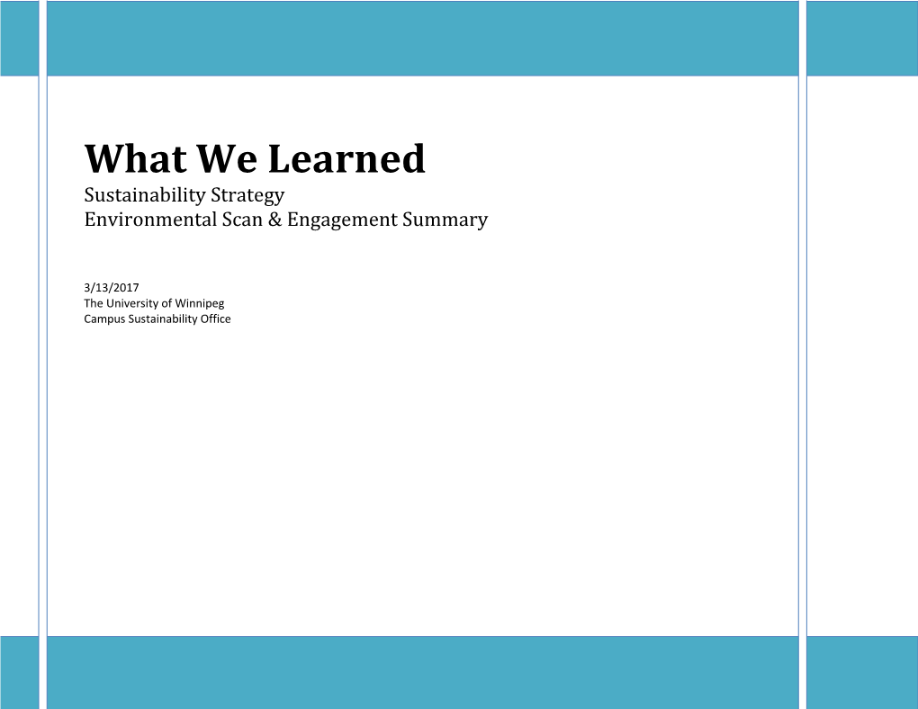 What We Learned Sustainability Strategy Environmental Scan & Engagement Summary