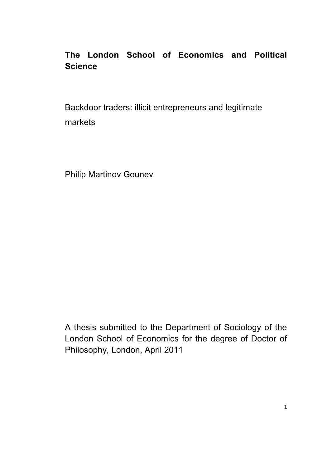 Illicit Entrepreneurs and Legitimate Markets Philip Marti