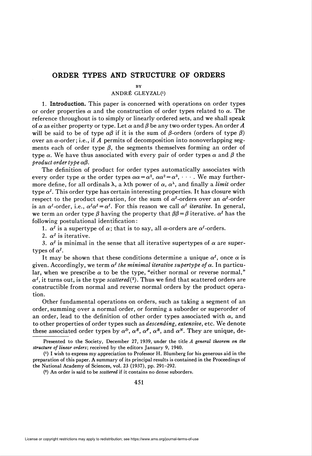 Order Types and Structure of Orders