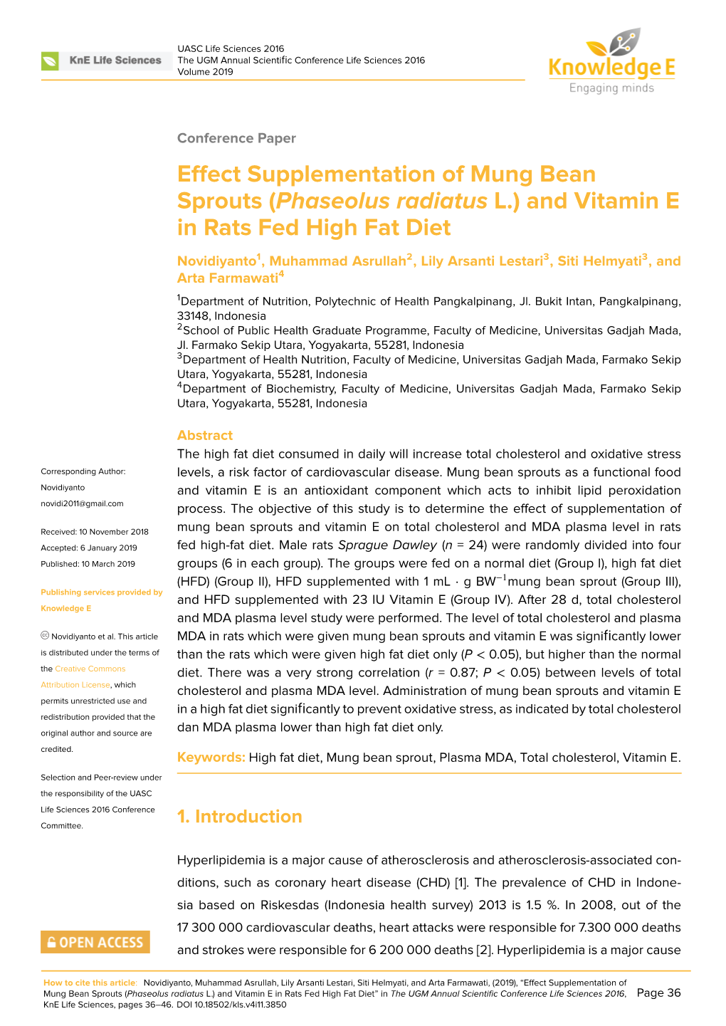Effect Supplementation of Mung Bean Sprouts