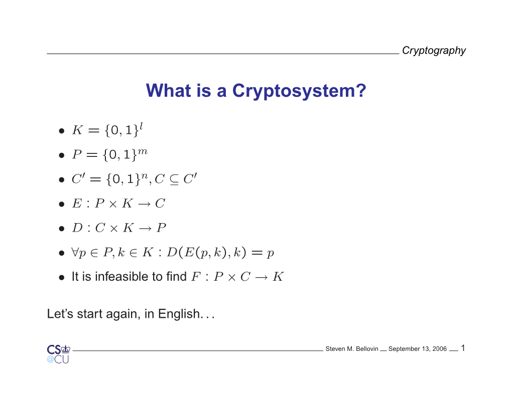 What Is a Cryptosystem?