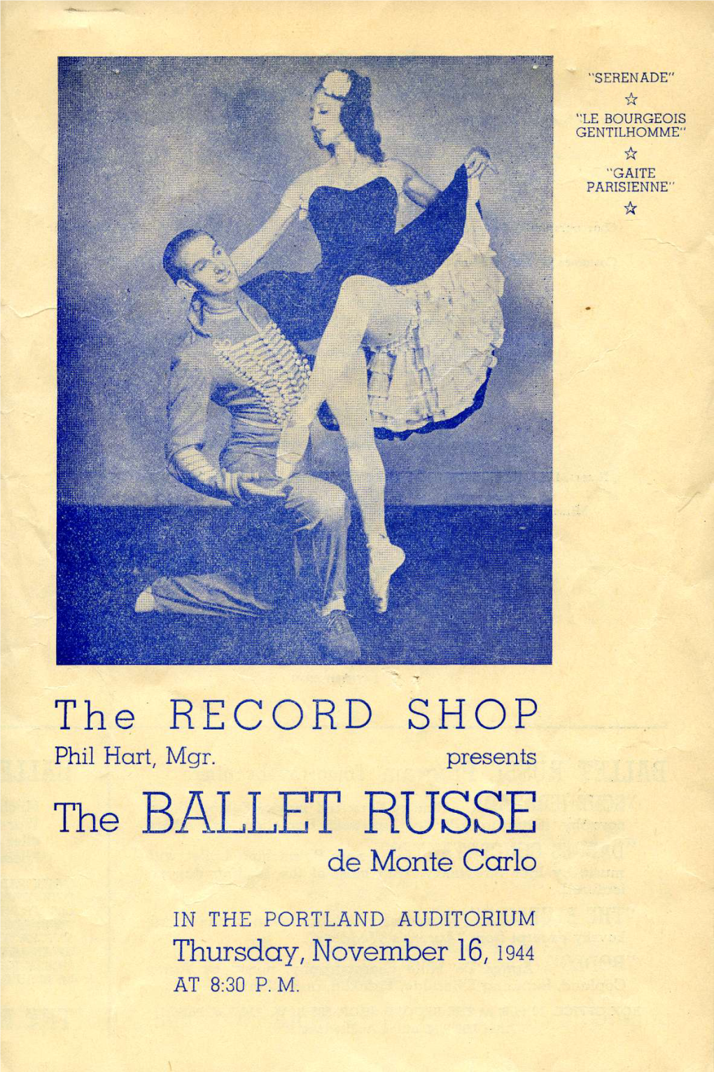 The BALLET RUSSE De Monte Carlo