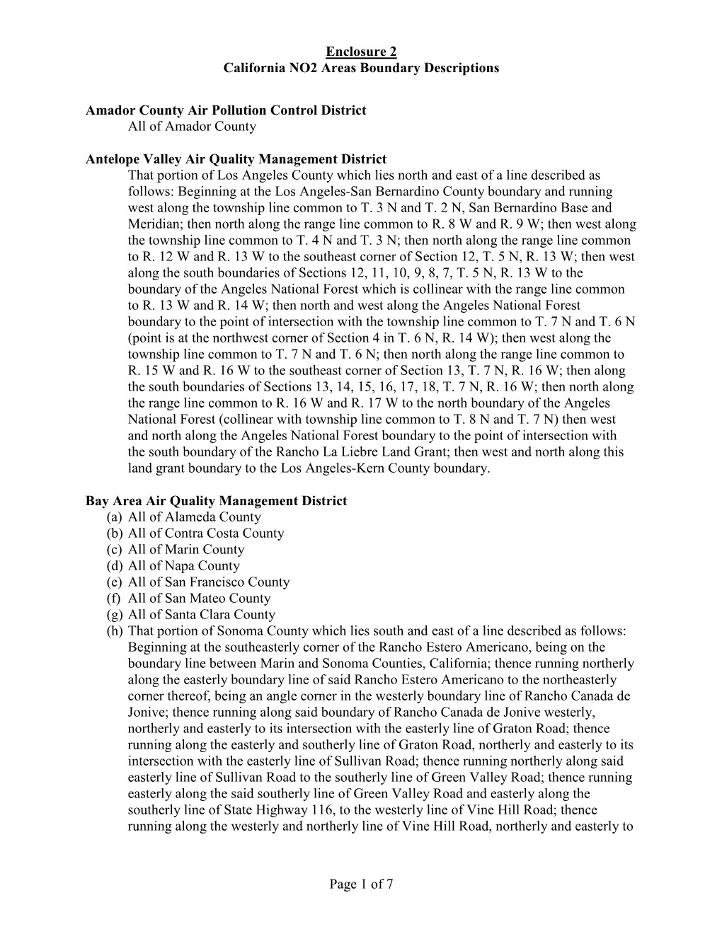 Area Boundary Descriptions Enclosure 2