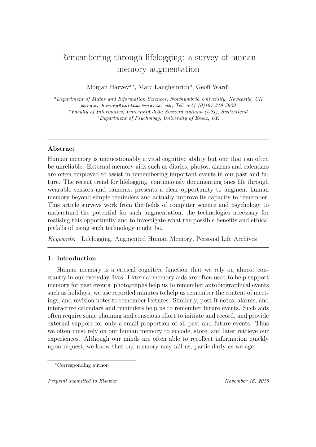 Remembering Through Lifelogging: a Survey of Human Memory Augmentation