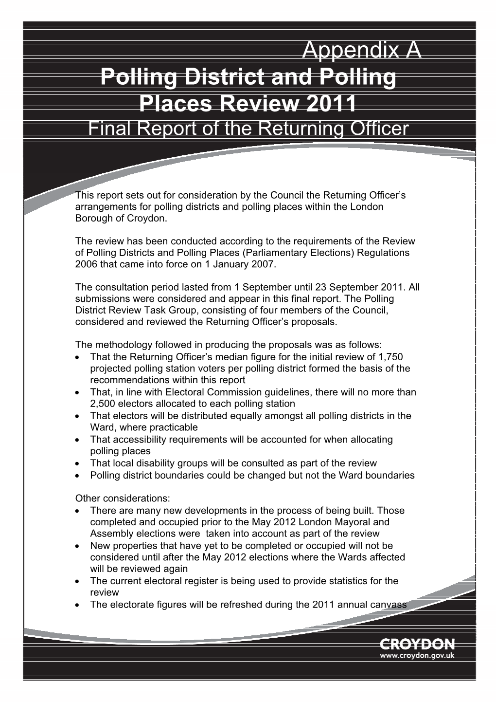 Polling District and Polling Places Review 2011 Final Report of the Returning Officer