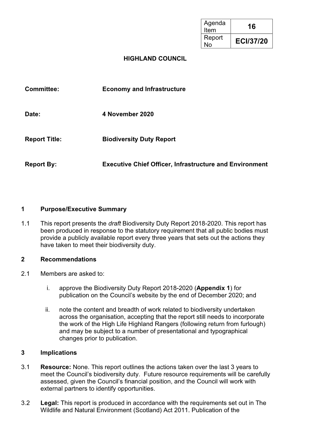 Biodiversity Duty Report