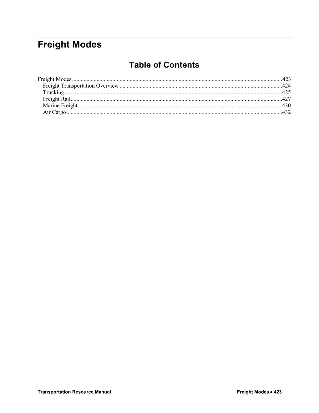 Freight Modes