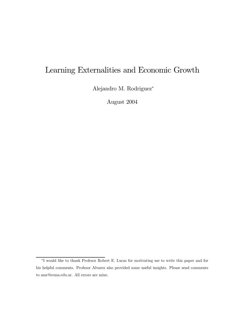 Learning Externalities and Economic Growth