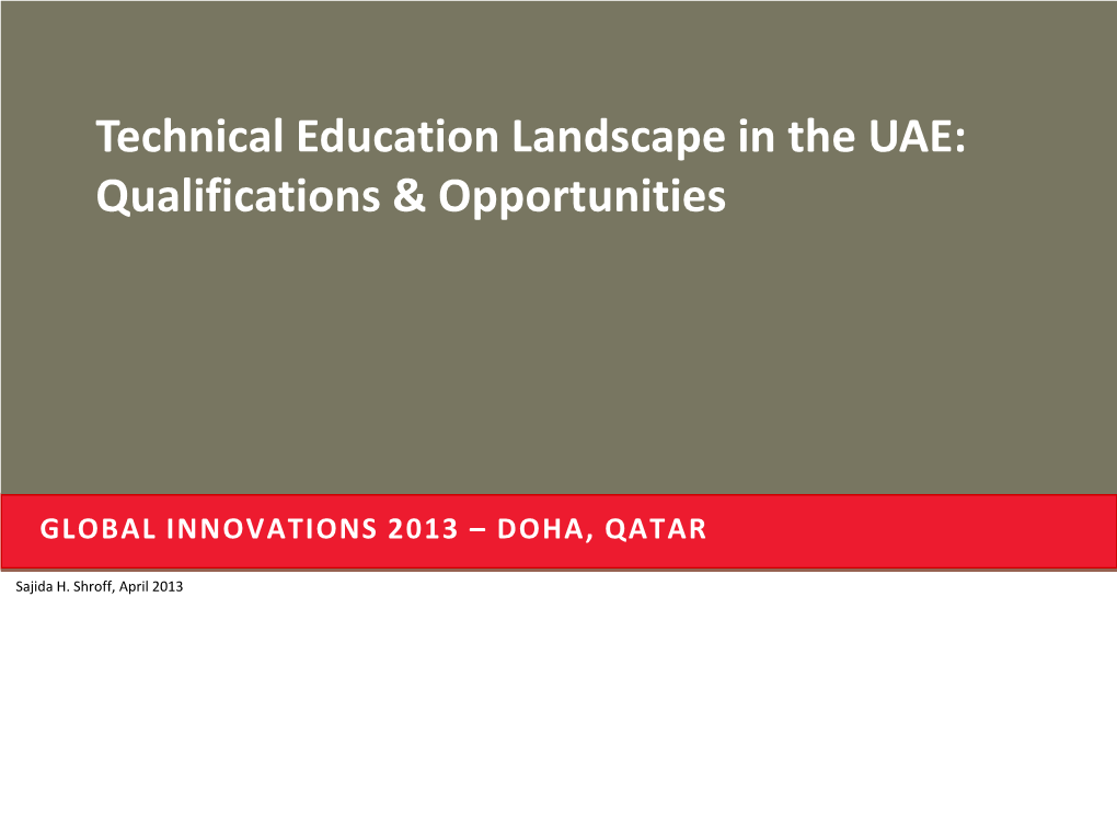 Technical Education Landscape in the UAE: Qualifications & Opportunities