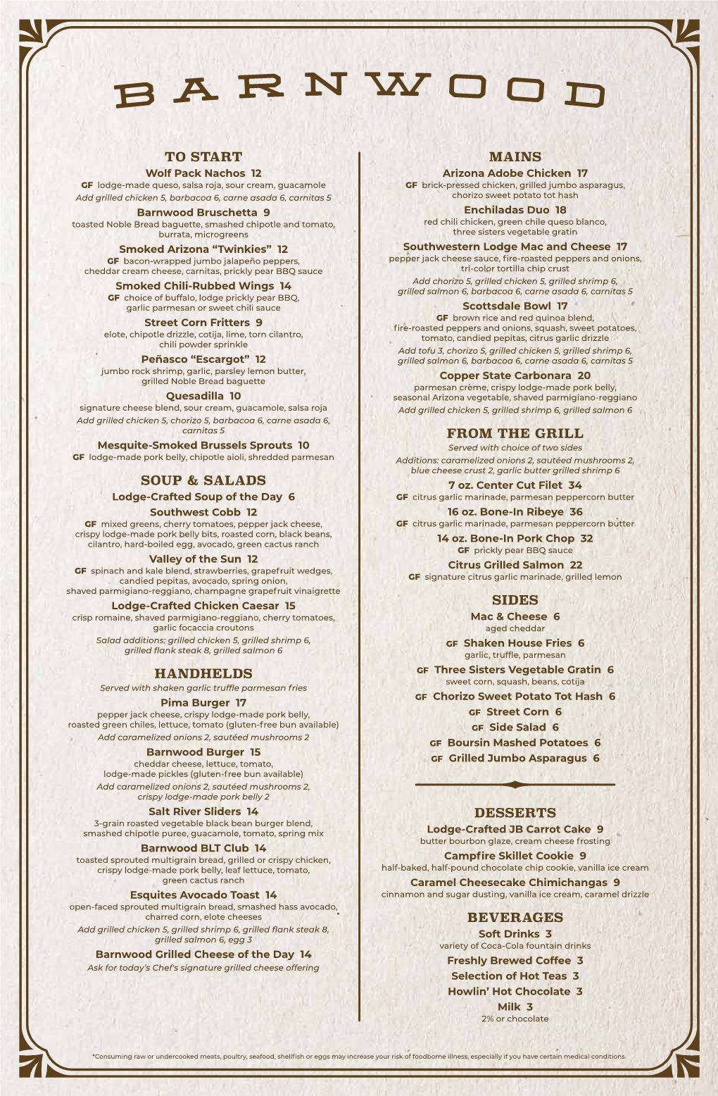 Barnwood Menu