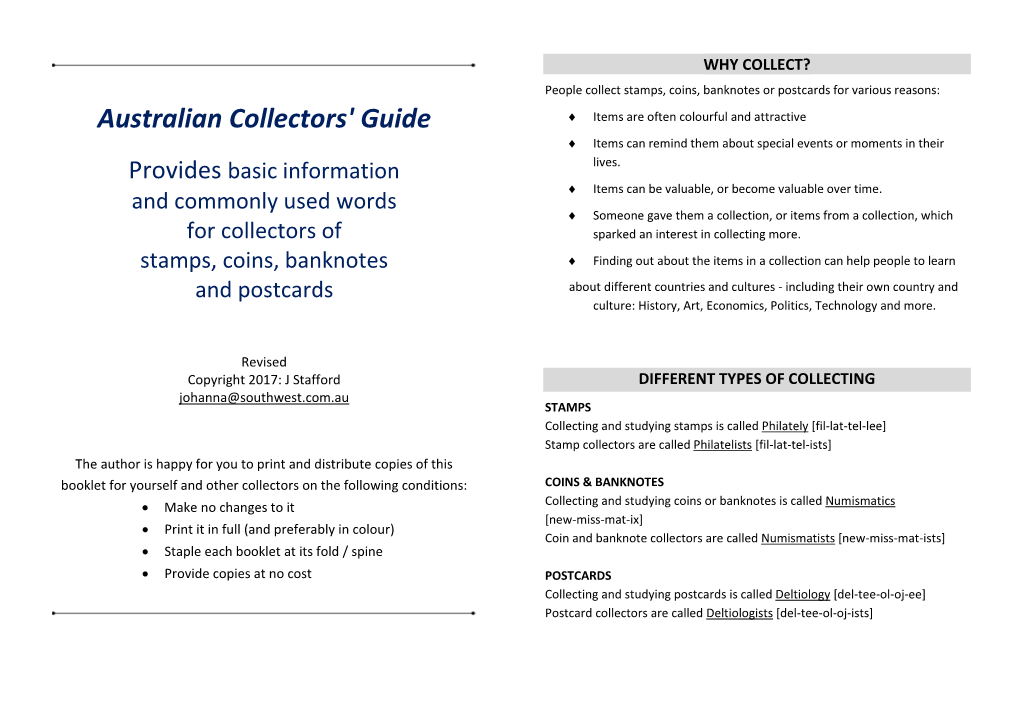 Australian Collectors' Guide