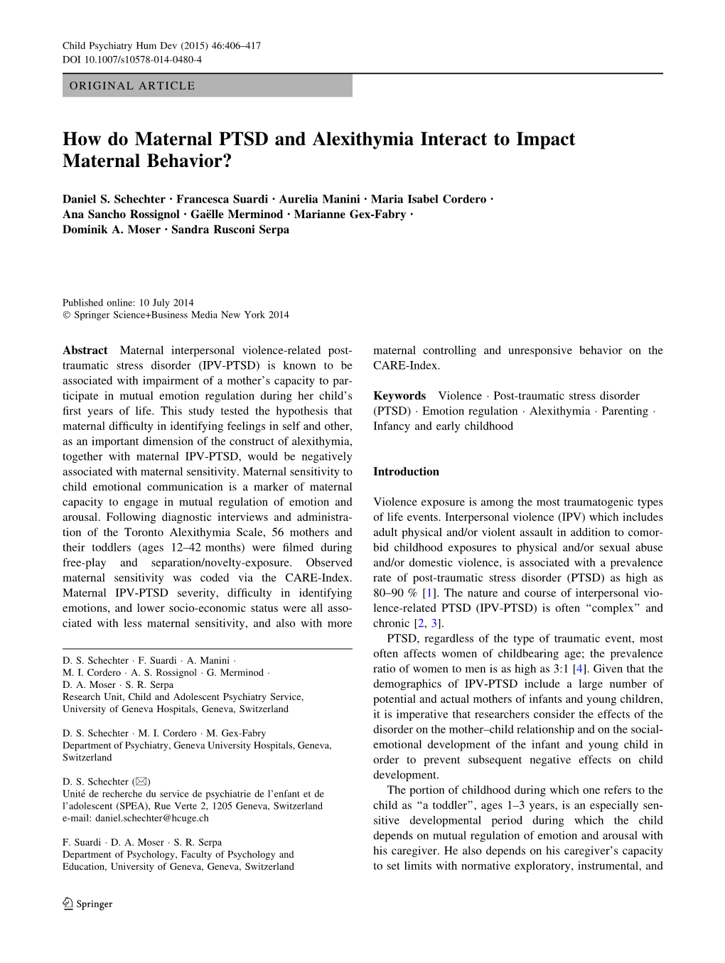 How Do Maternal PTSD and Alexithymia Interact to Impact Maternal Behavior?