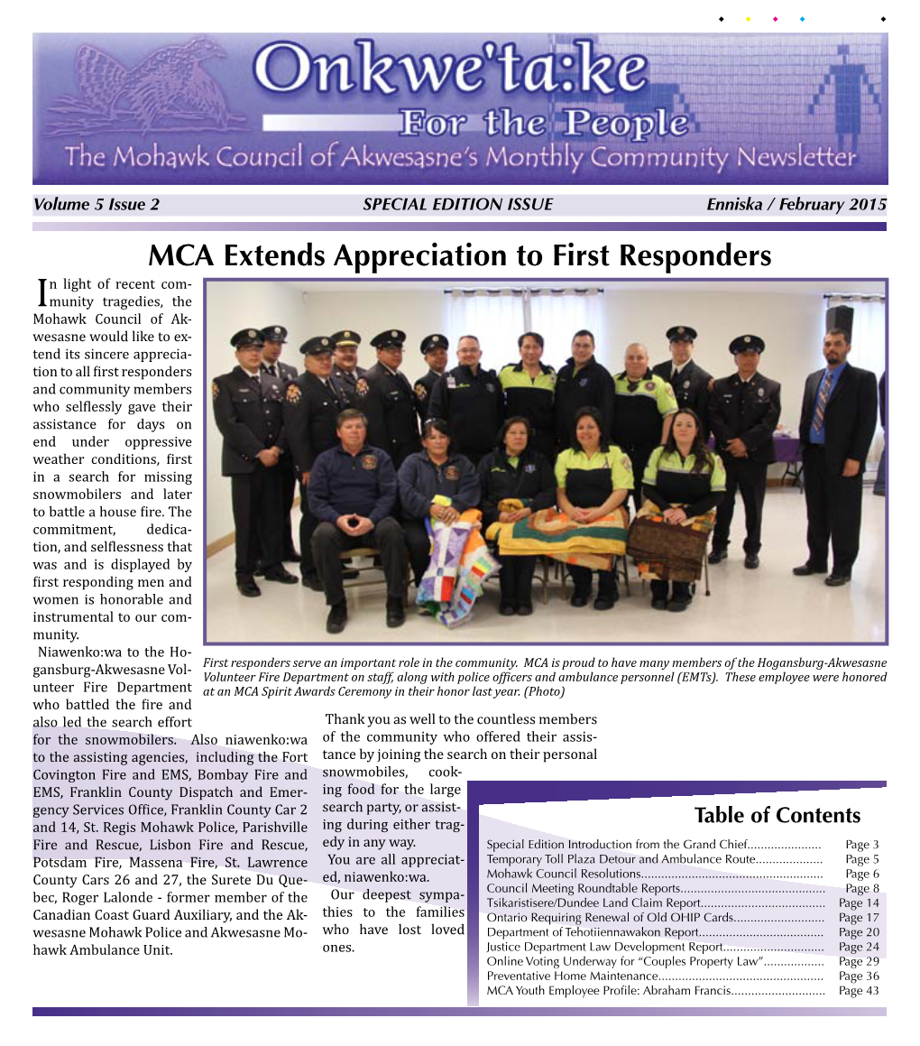 MCA Extends Appreciation to First Responders